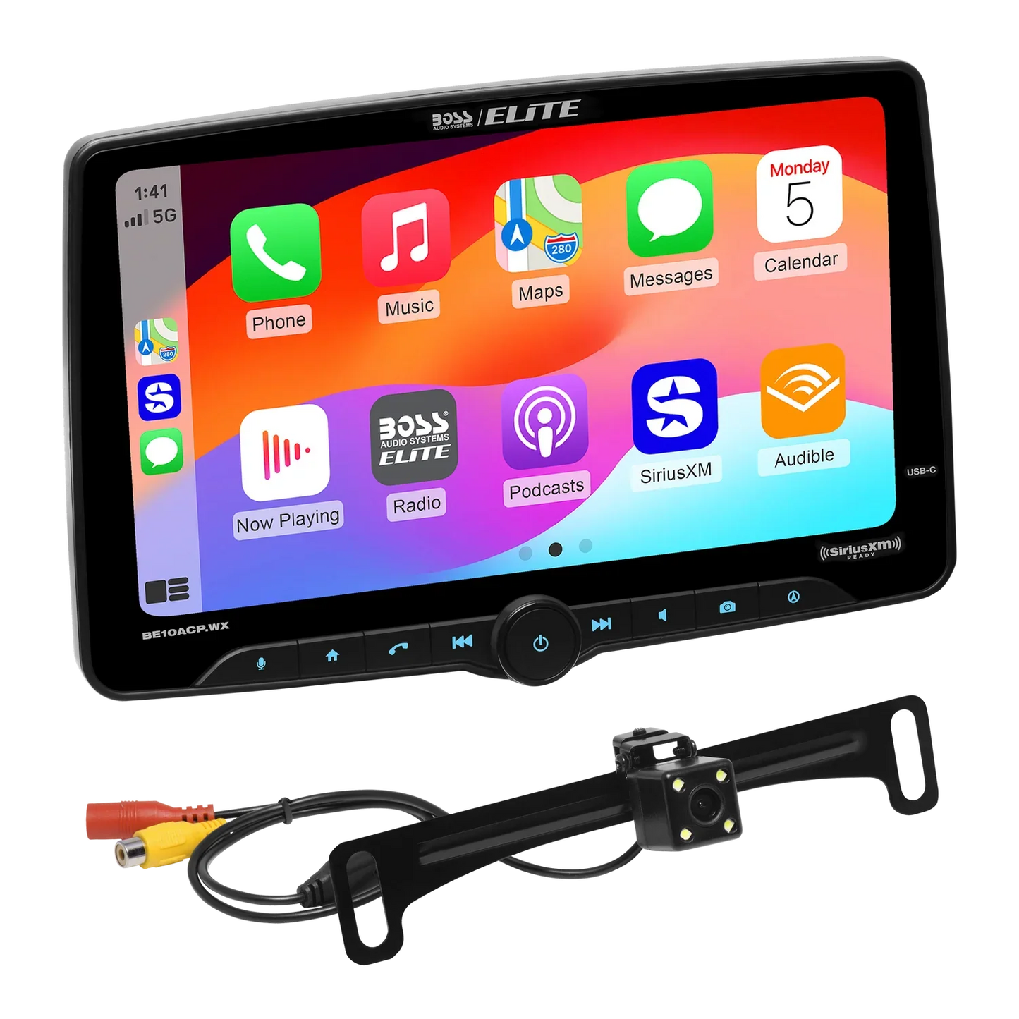 Elite BE10ACP.WXC Car Stereo – Wired & Wireless CarPlay & Android Auto, SiriusXM-Ready, Single Din 10.1 Inch Touchscreen, Bluetooth, No CD DVD, AM/FM, Multicolor Illumination, Rearview Camera Included