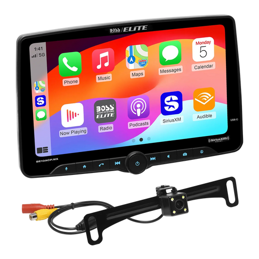 Elite BE10ACP.WXC Car Stereo – Wired & Wireless CarPlay & Android Auto, SiriusXM-Ready, Single Din 10.1 Inch Touchscreen, Bluetooth, No CD DVD, AM/FM, Multicolor Illumination, Rearview Camera Included