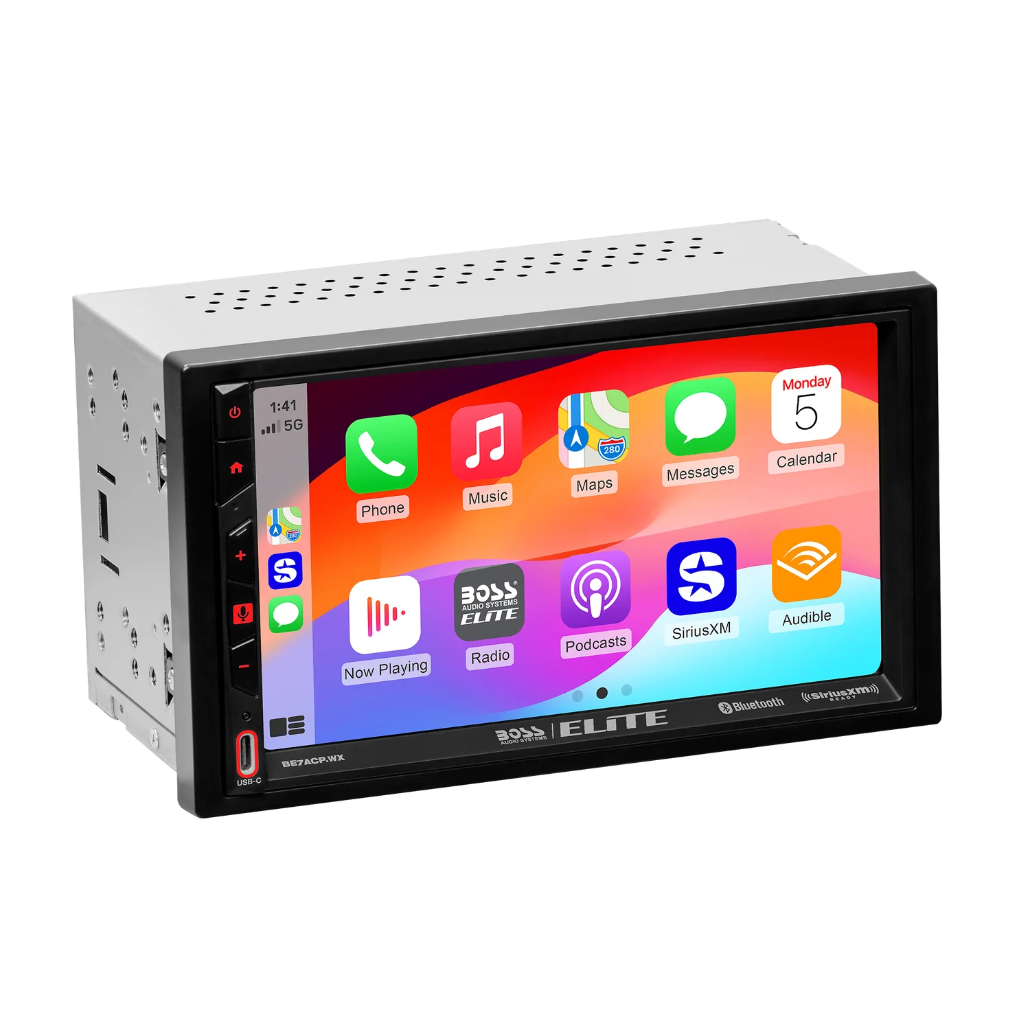 BE7ACP.WXC 7" Double DIN Car Stereo – Wireless Apple CarPlay & Android Auto, SiriusXM-Ready, Bluetooth, DSP, Waterproof with Backup Camera