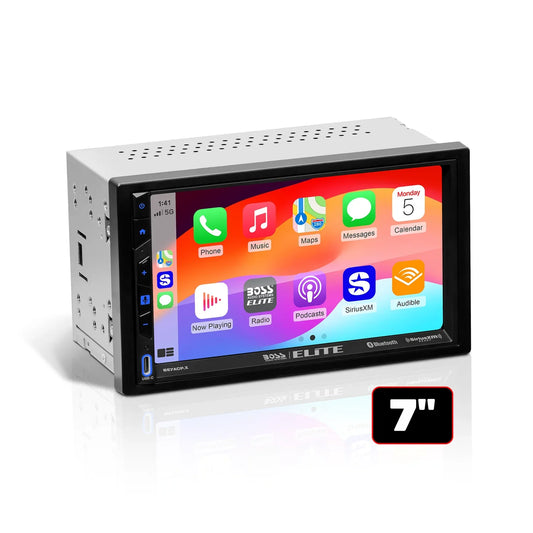 Elite BE7ACP.X Car Stereo - Apple CarPlay, Android Auto, SiriusXM-Ready, Double Din, 7 Inch Touchscreen, Bluetooth, No CD DVD Player, AM/FM Radio Receiver, Multicolor Panel