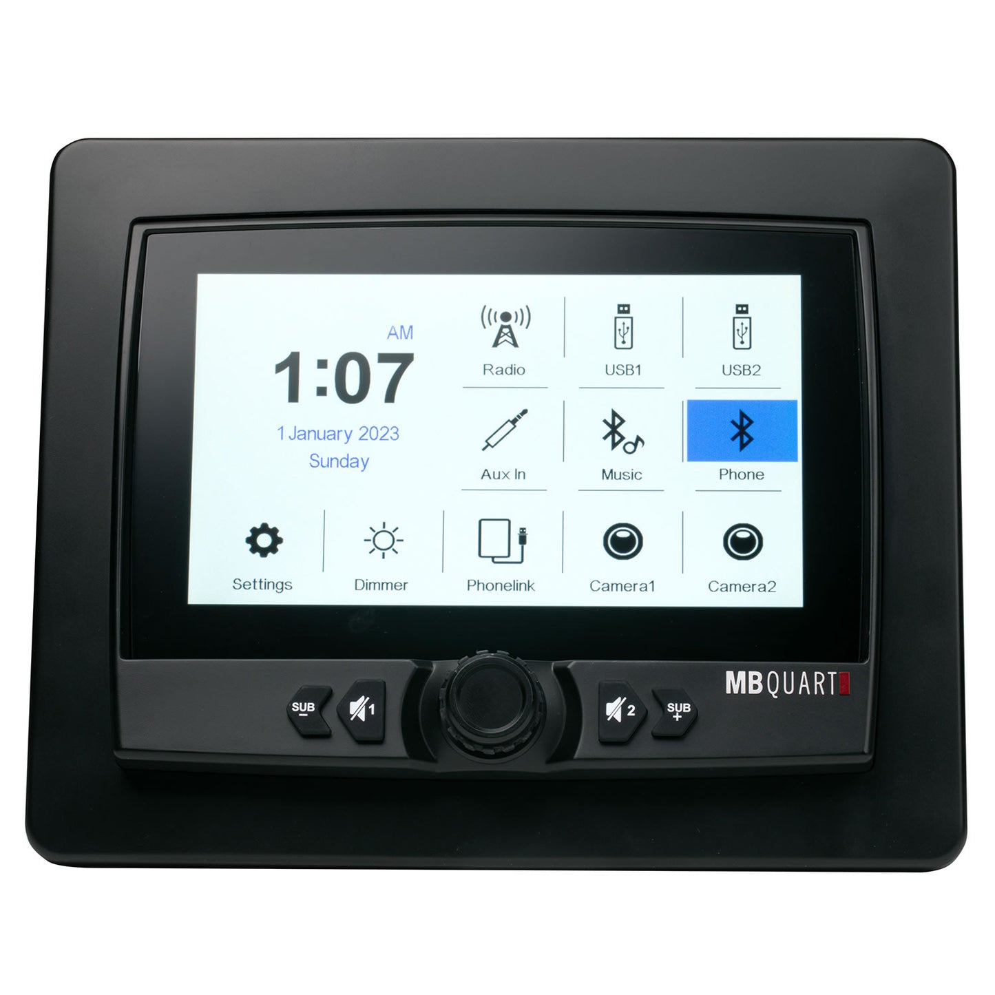 MB Quart GMR-7V1.2 7" Waterproof Touchscreen Source Unit with Wireless Apple CarPlay & Android Auto