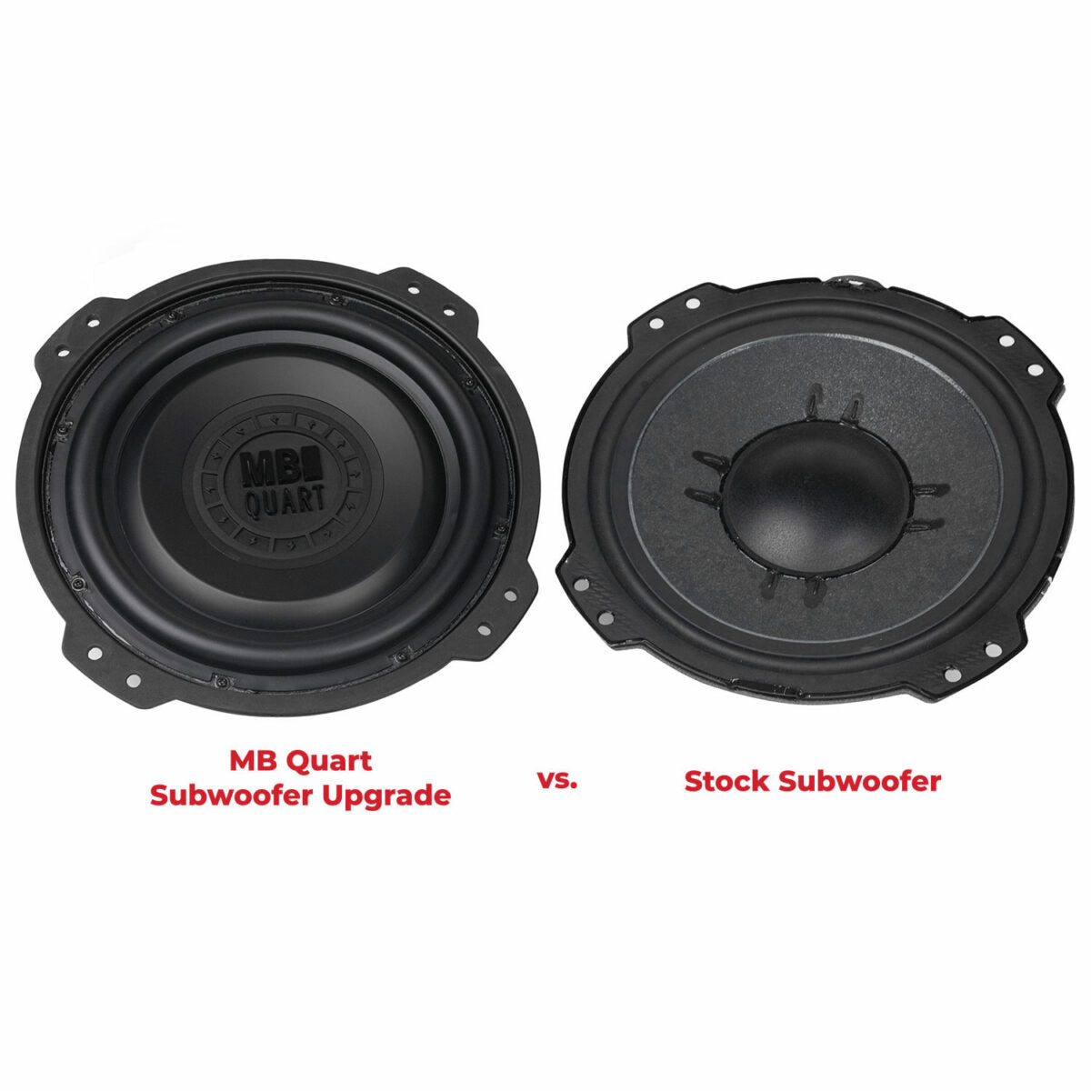 MBQJL-SUBR-1 400 Watt Jeep® Wrangler (JL) Tuned OEM Subwoofer Upgrade - jeep stock vs upgrade