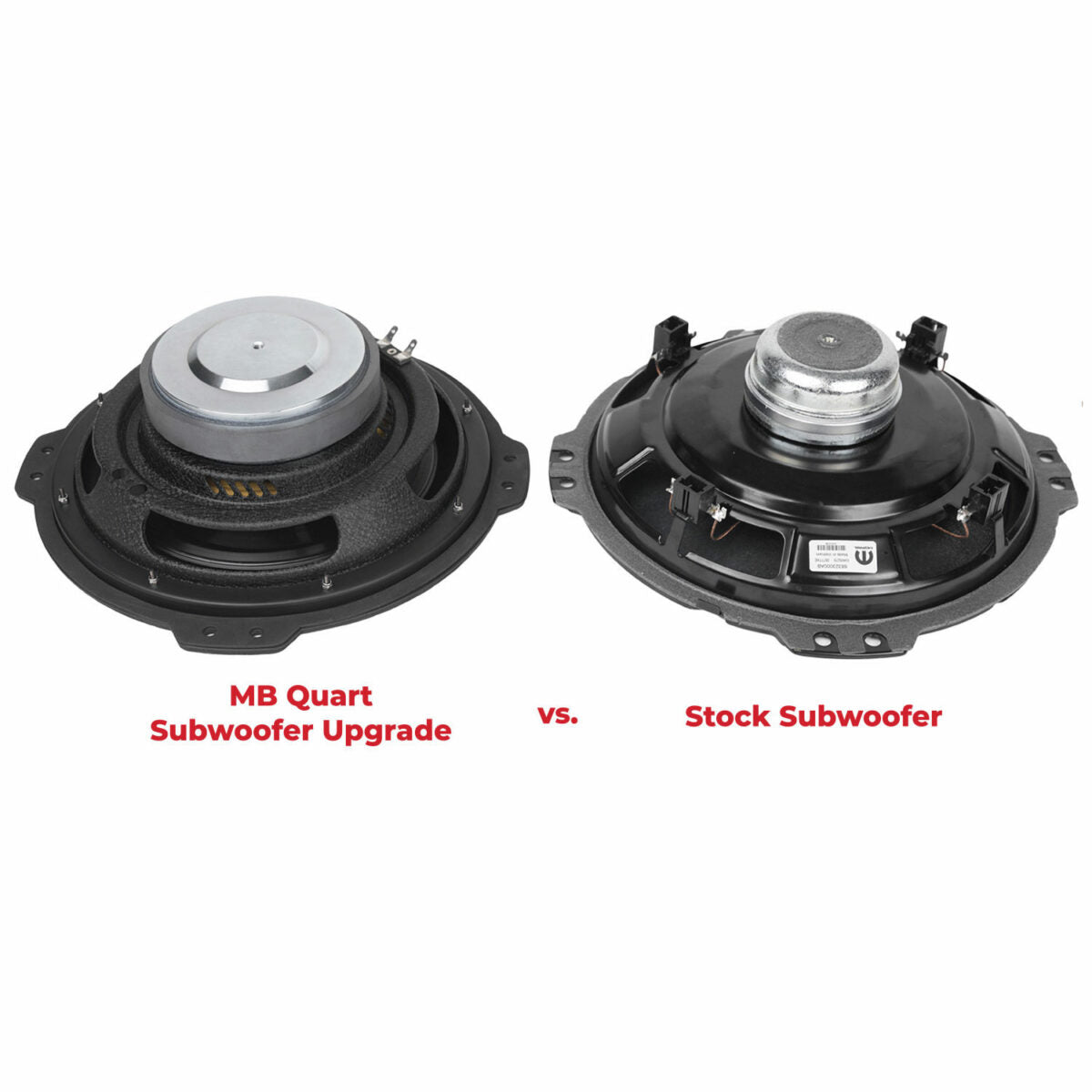 MBQJL-SUBR-1 400 Watt Jeep® Wrangler (JL) Tuned OEM Subwoofer Upgrade - jeep stock vs upgrade 