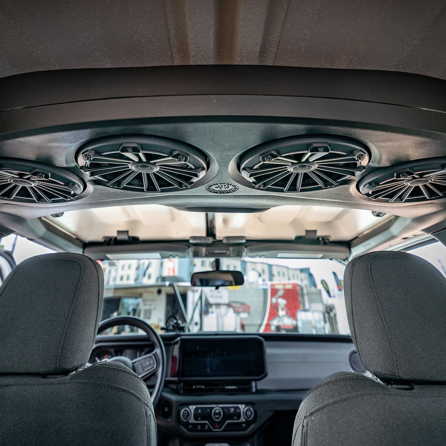 MBQJ-48CRGB24+ Jeep® Wrangler (JL) / Gladiator (JT) 2024-Current Tuned Rear Soundbar with 8" Coaxial Speakers, Enclosure installed jeep speaker enclosure