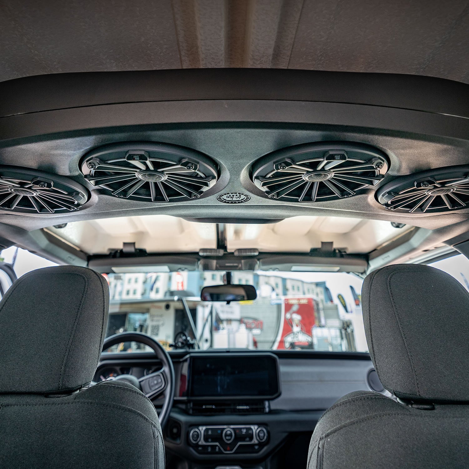 MBQJ-48CRGB24+ Jeep® Wrangler (JL) / Gladiator (JT) 2024-Current Tuned Rear Soundbar with 8" Coaxial Speakers, Enclosure installed jeep speaker enclosure