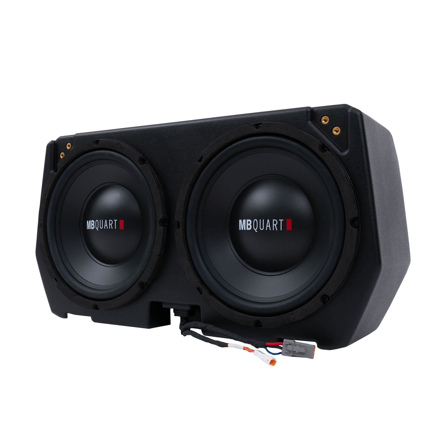 MBQD-SUBA-1 Can-Am Defender Tuned Subwoofer Kit MB Quart angle of box