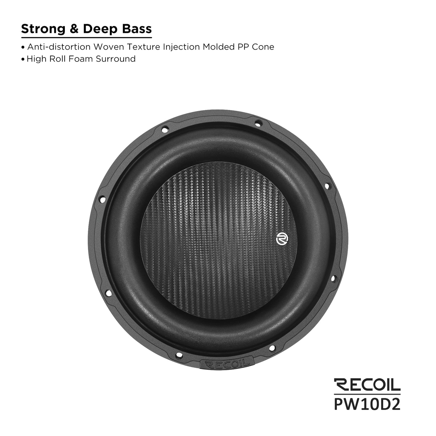 Recoil PW10D2 Echo Pro 10" Subwoofer – 1200W Peak, Dual 2-Ohm - Recoil woofer