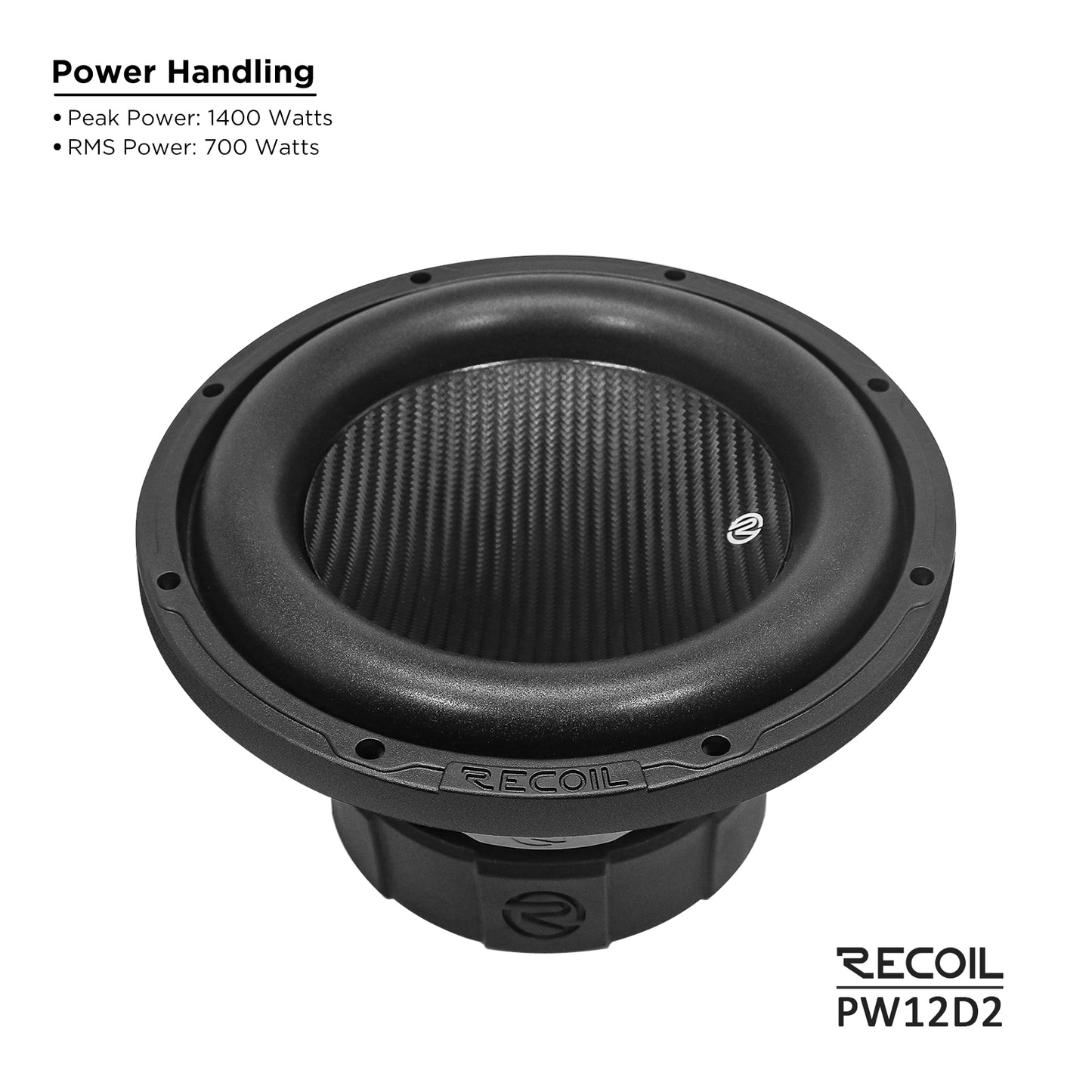 Recoil PW12D2 Echo Pro 12" Subwoofer – 1400W Peak, Dual 2-Ohm - Recoil 12" woofer - power handling