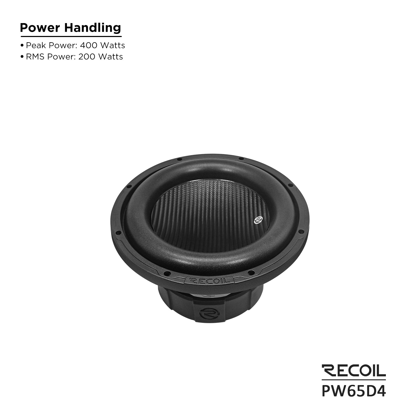 Recoil PW65D4 Echo Pro 6.5" Subwoofer – 400W Peak, Dual 4-Ohm - Recoil 6.5" Speaker