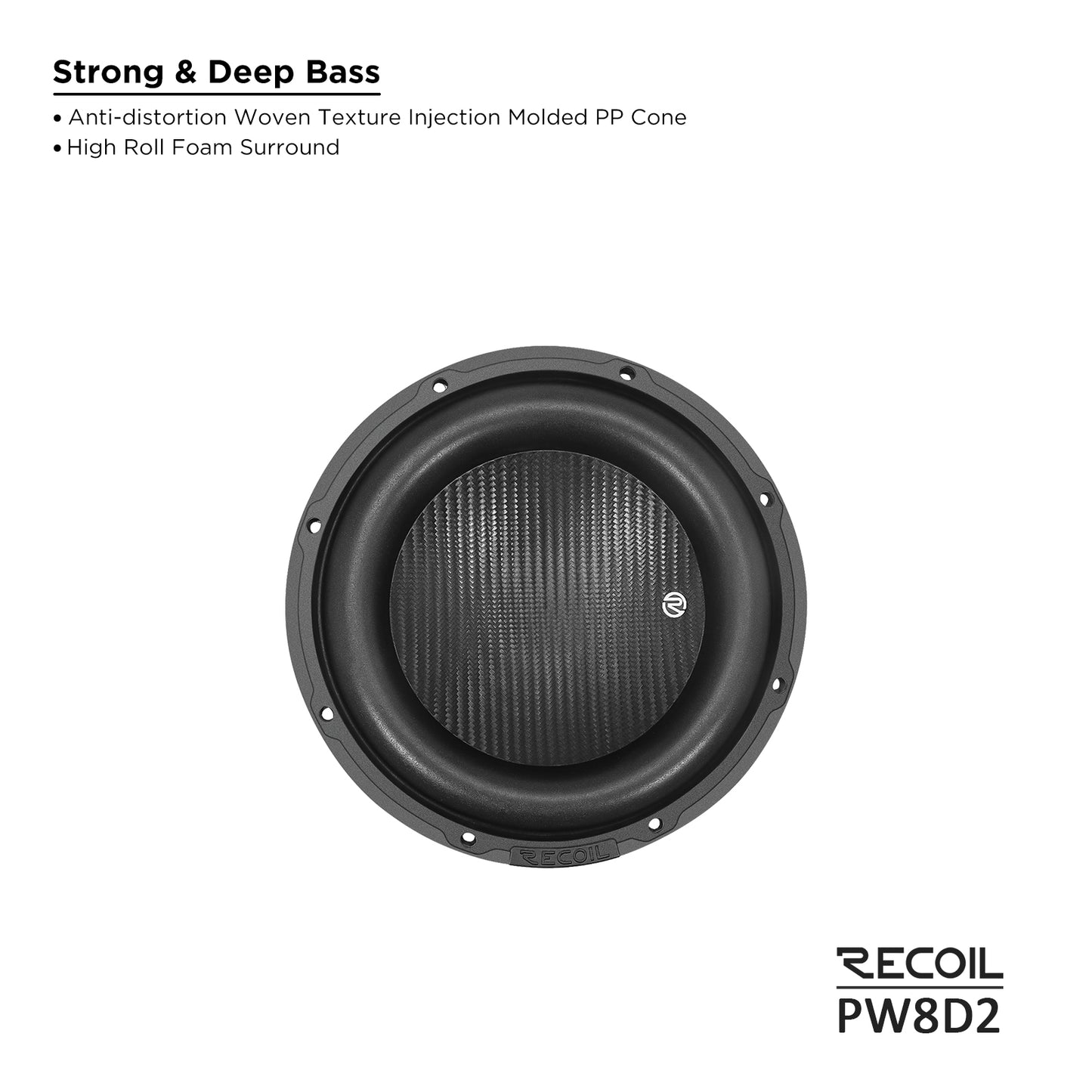 Recoil PW8D2 Echo Pro 8" Subwoofer – 800W Peak, Dual 2-Ohm - Recoil 8" Speaker