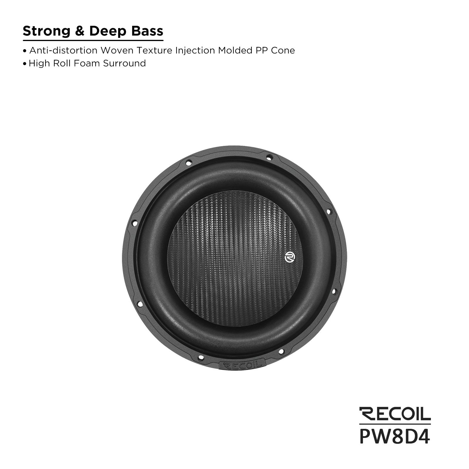 Recoil PW8D4 Echo Pro 8" Subwoofer – 800W Peak, Dual 4-Ohm - Recoil 8" Speaker