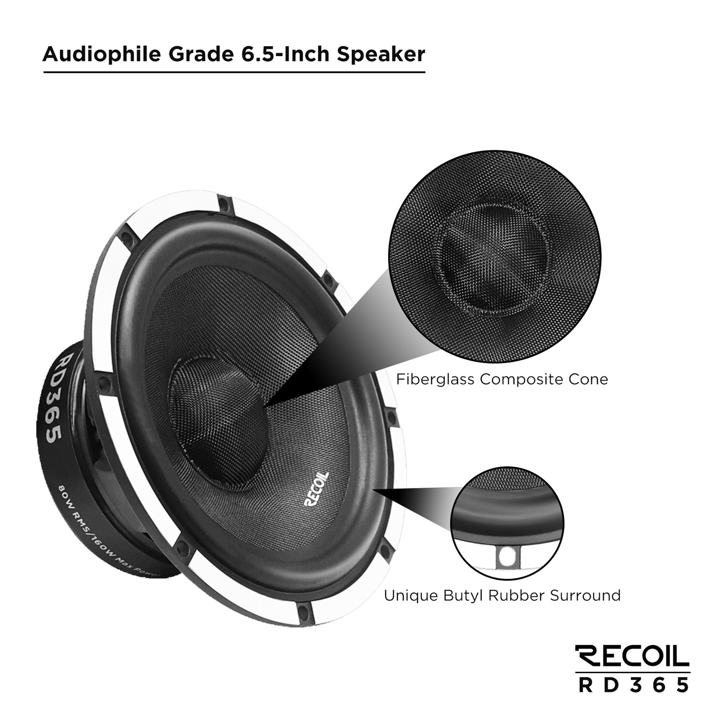 Recoil RD365 6.5" 3-Way Component Speakers – Echo Pro Car Audio - Recoil 6.5" speakers