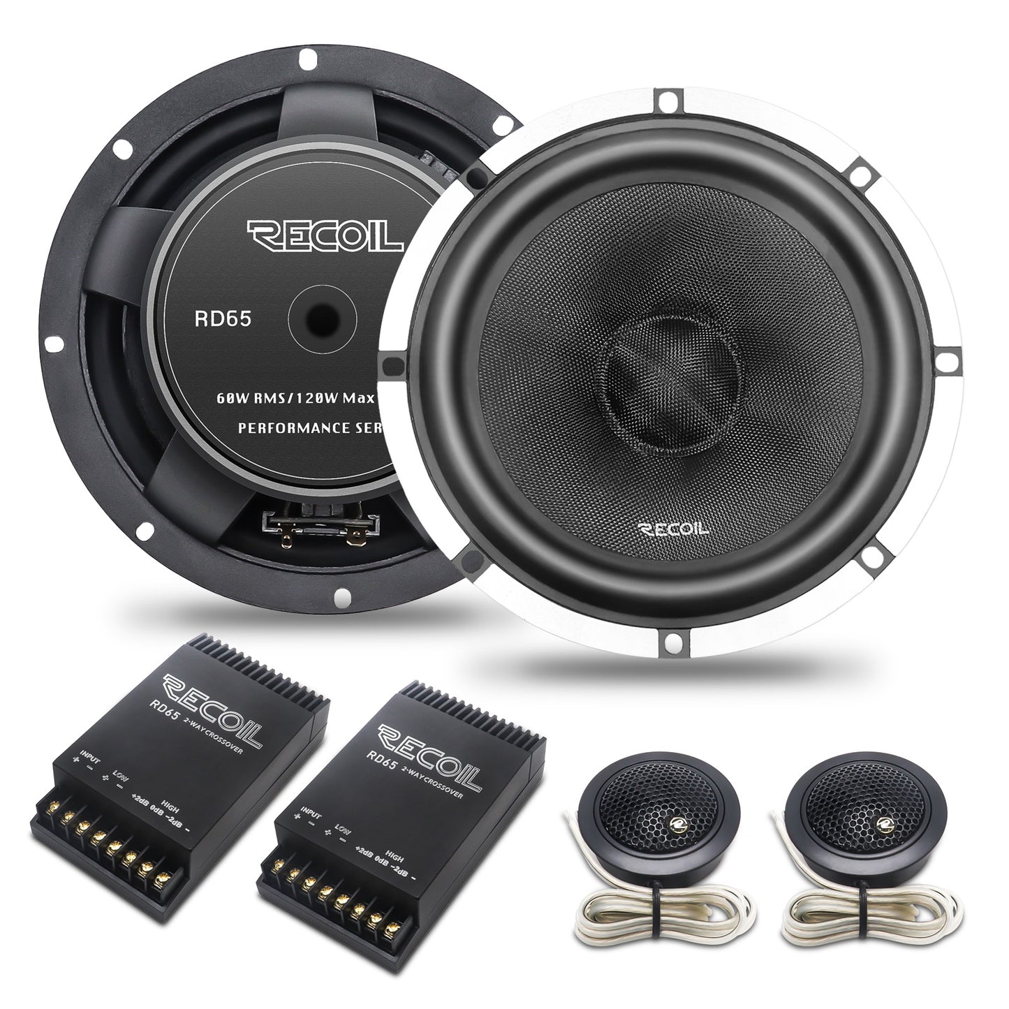 Recoil RD65 Performance Series 6.5" 2-Way Component Car Speakers – 300W Peak - Recoil Component Speakers