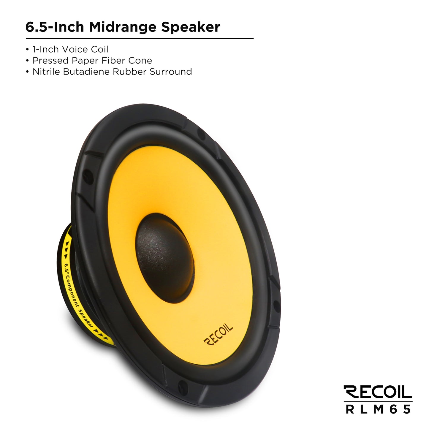 Recoil RLM65 Level-3 6.5" 2-Way Component Car Speakers – 160W Peak - Recoil Component Speakers - Midrange 6.5 speakers