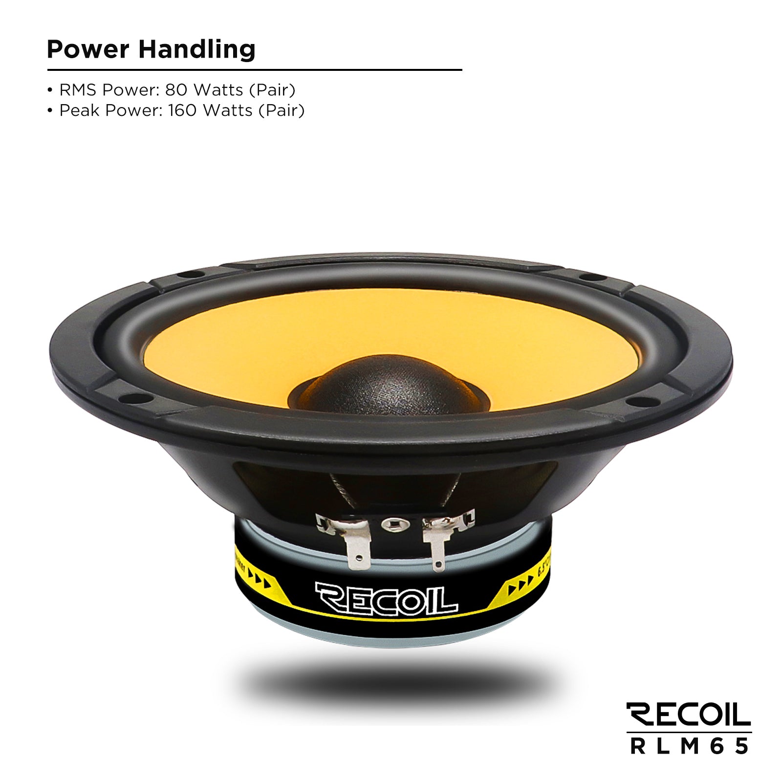 Recoil RLM65 Level-3 6.5" 2-Way Component Car Speakers – 160W Peak - Recoil Component Speakers - Mid power handling
