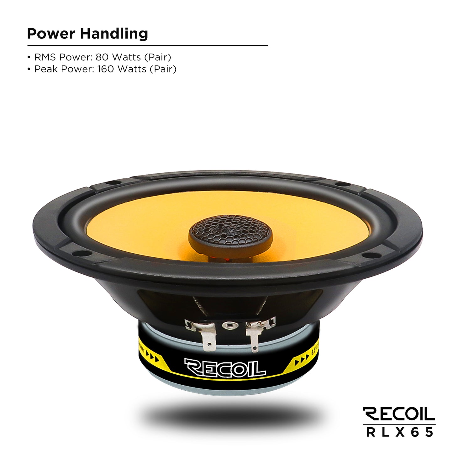 Recoil RLX65 Level-3 6.5" 2-Way Coaxial Car Speakers – 160W Peak - Recoil Coax speakers - power handling