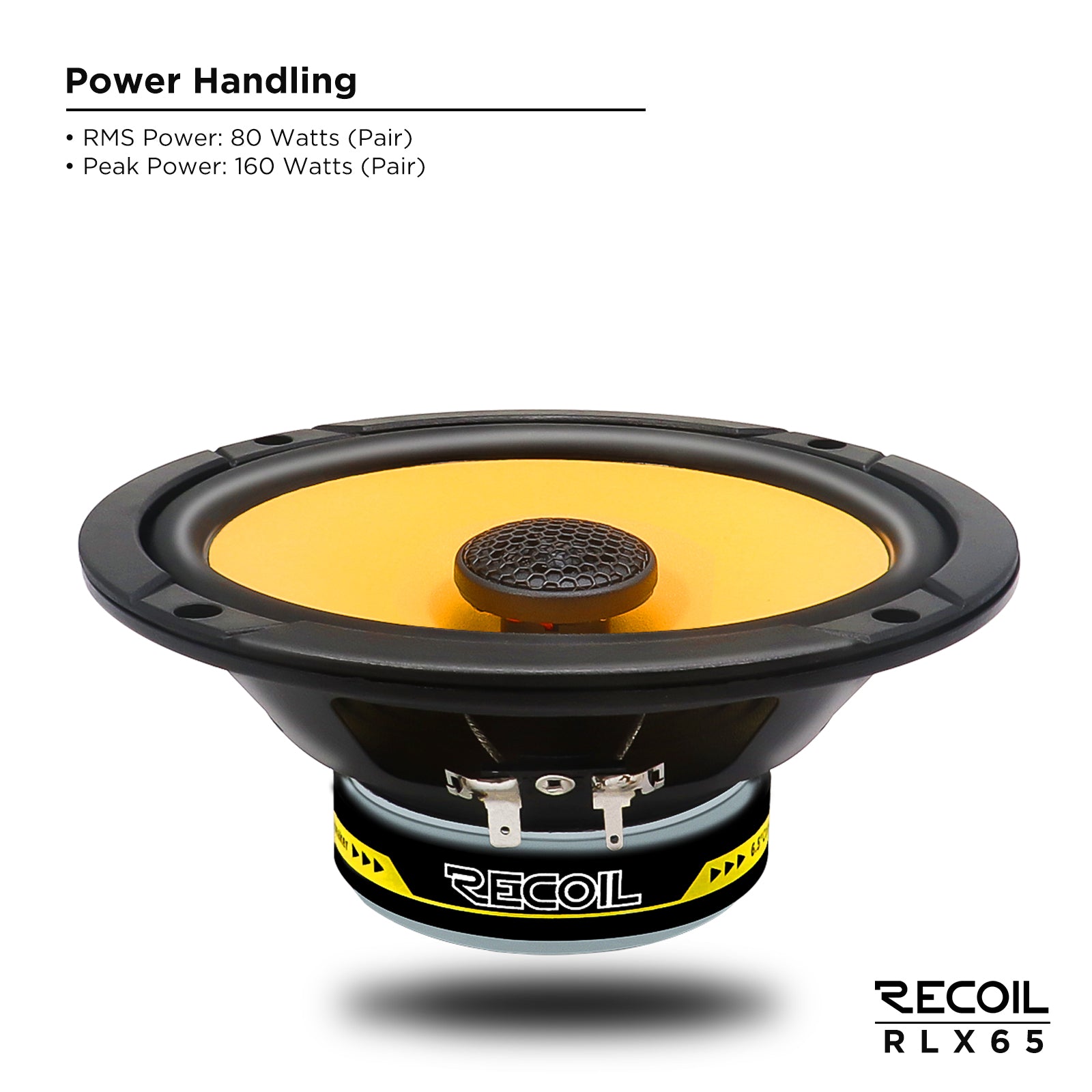 Recoil RLX65 Level-3 6.5" 2-Way Coaxial Car Speakers – 160W Peak - Recoil Coax speakers - power handling