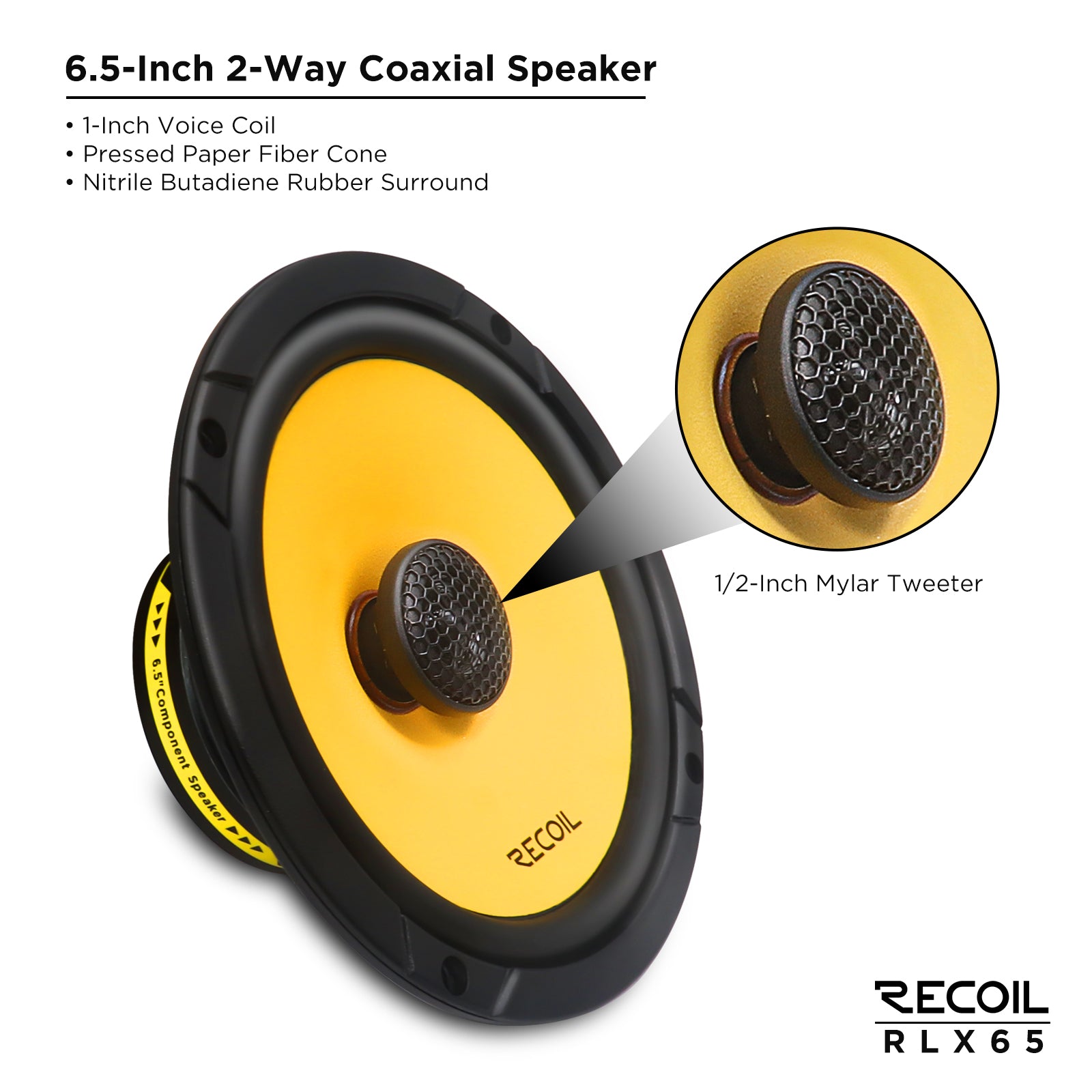 Recoil RLX65 Level-3 6.5" 2-Way Coaxial Car Speakers – 160W Peak - Recoil Coax speakers - details
