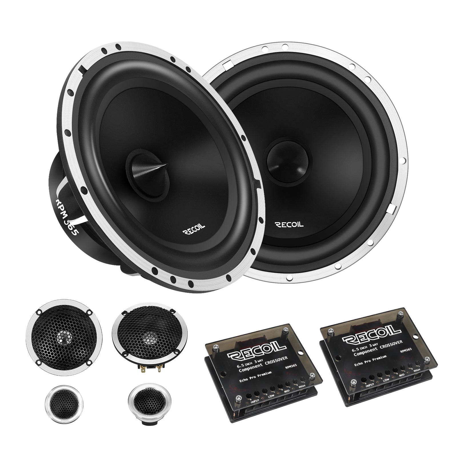 Recoil RPM365 6.5" 3-Way Component Speakers – Echo Pro 160W Car Audio - Recoil component system