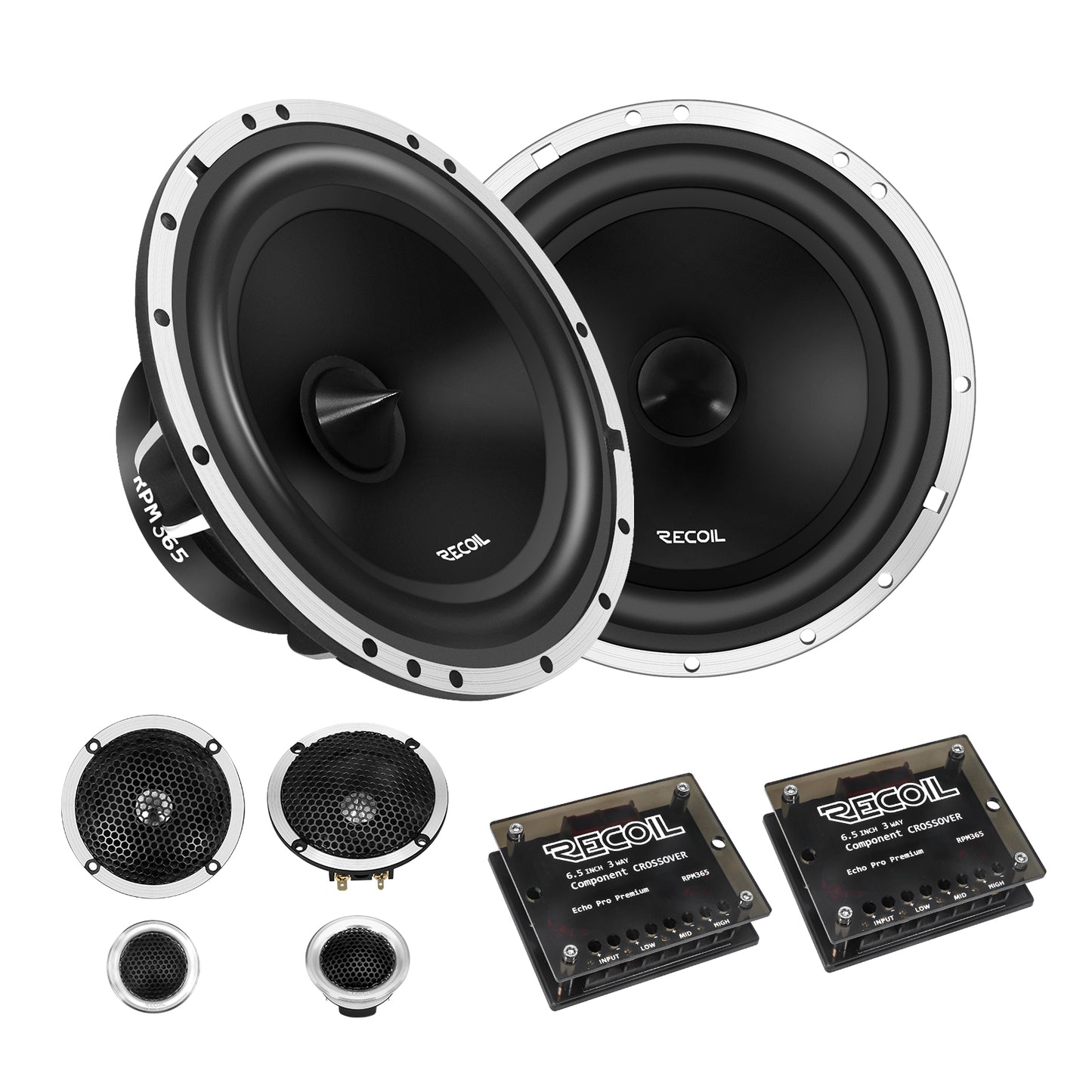 Recoil RPM365 6.5" 3-Way Component Speakers – Echo Pro 160W Car Audio - Recoil component system - whole system