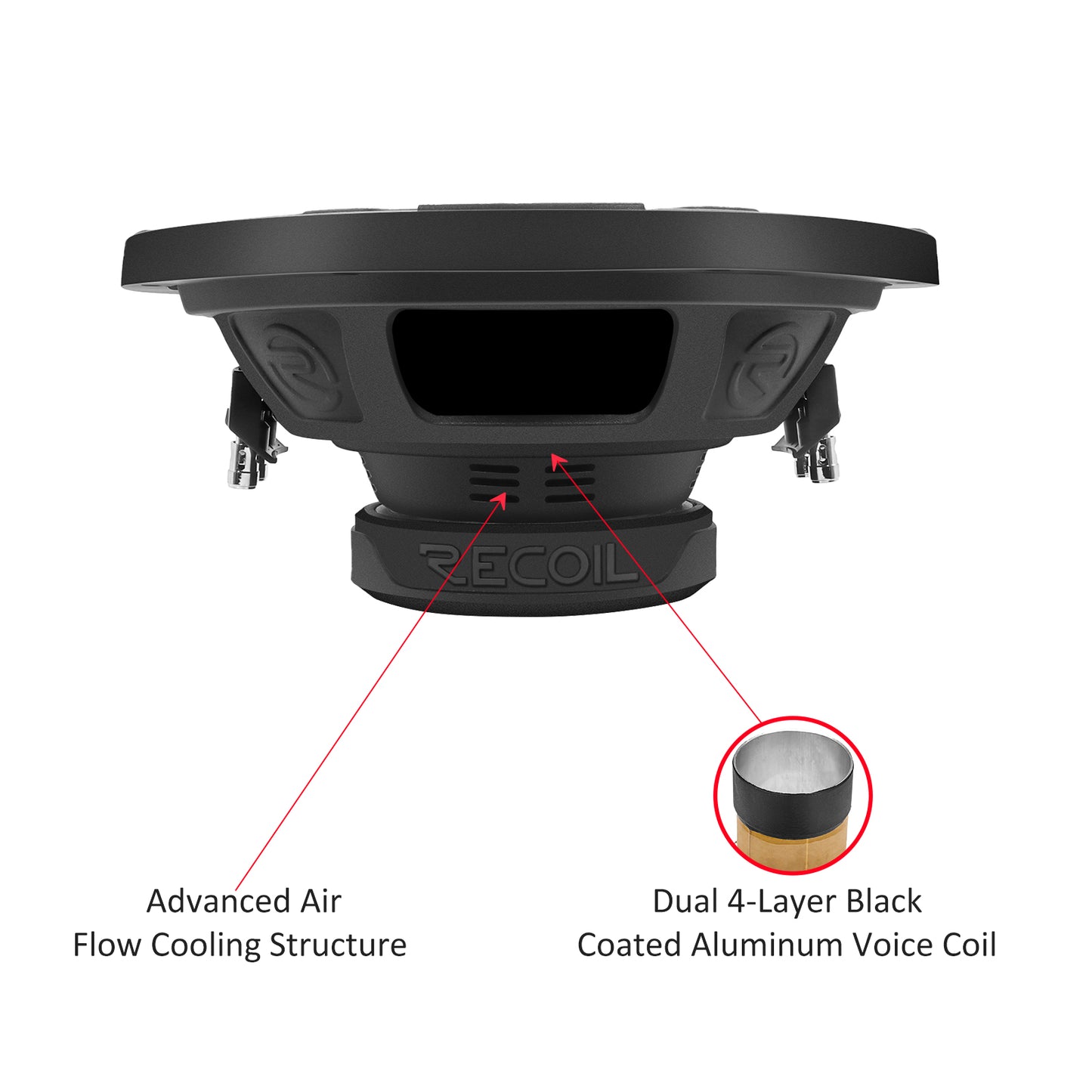 Recoil RW10D2 Echo Series 10" 500W Dual 2Ω Car Subwoofer - Recoil Woofer