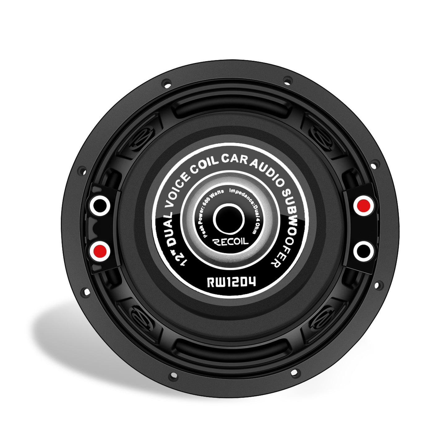 Recoil RW12D4 Echo 12" Car Subwoofer – 600W Peak, Dual 4 Ohm, 300W RMS - Recoil Subwoofer - magnet view