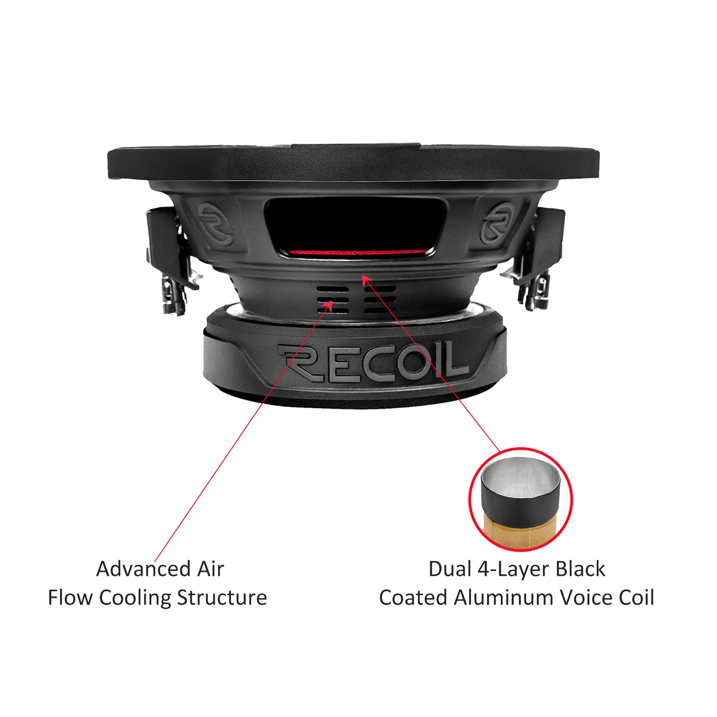 Recoil RW8D2 Echo Series 8" 400W Dual 2Ω Car Subwoofer - Recoil Subwoofer