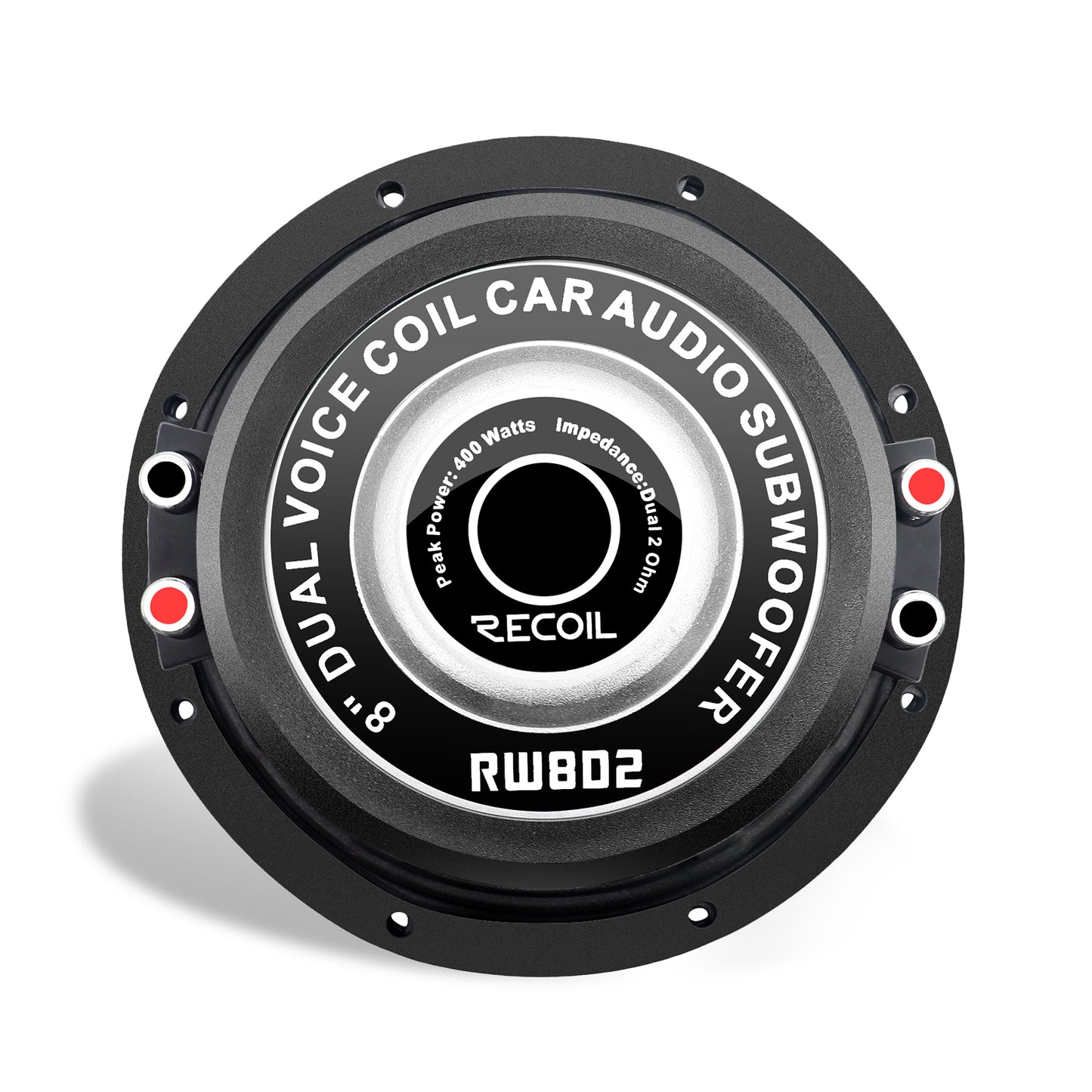 Recoil RW8D2 Echo Series 8" 400W Dual 2Ω Car Subwoofer - Recoil Woofer - Magnet