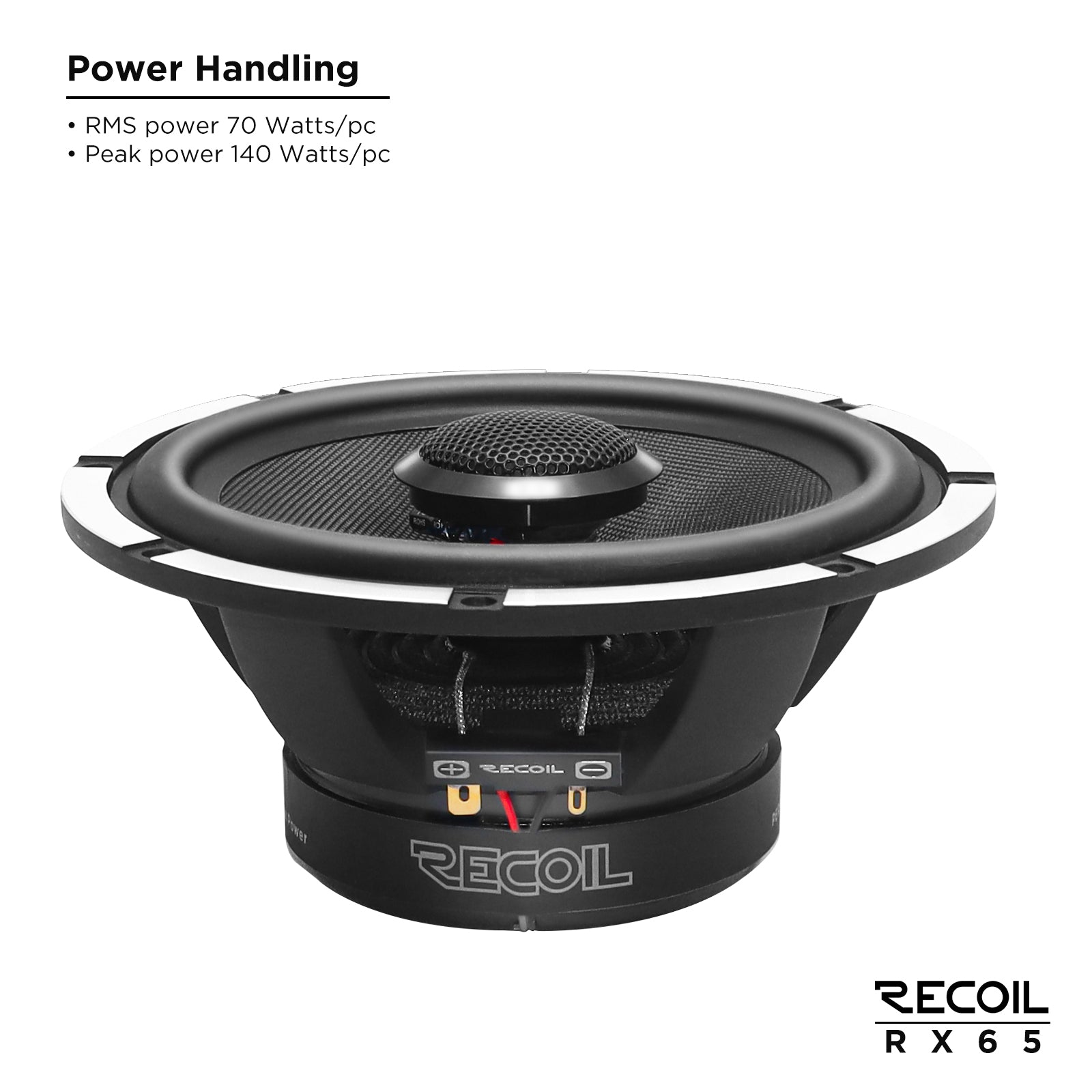 Recoil RX65 Echo Pro 6.5" 2-Way Coaxial Car Speakers – 140W Peak - Recoil 6.5" Speakers - power handling