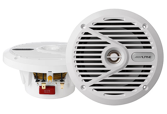 Alpine SPS-M601W 6.5" Marine Coaxial Speakers – White, 35W RMS / 110W Peak - Alpine marine speakers