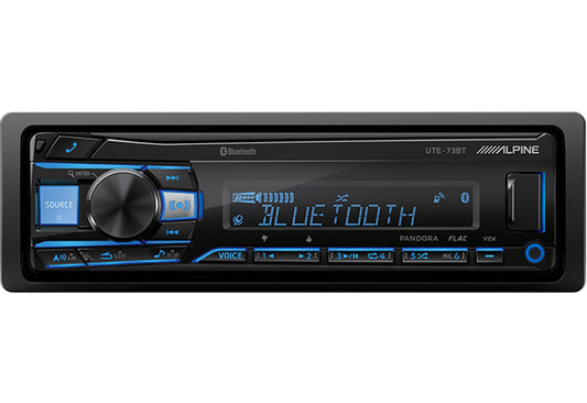 Alpine UTE-73BT Bluetooth Digital Media Receiver – USB, AUX, 3 Preouts, 18W RMS x4