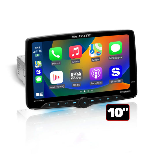 Elite BE10ACP.XC Car Stereo - Apple CarPlay, Android Auto, SiriusXM-Ready, Single Din, 10.1 Inch Touchscreen, Bluetooth, No CD DVD Player, AM/FM Radio Receiver, Multicolor Panel, Rearview Camera Included
