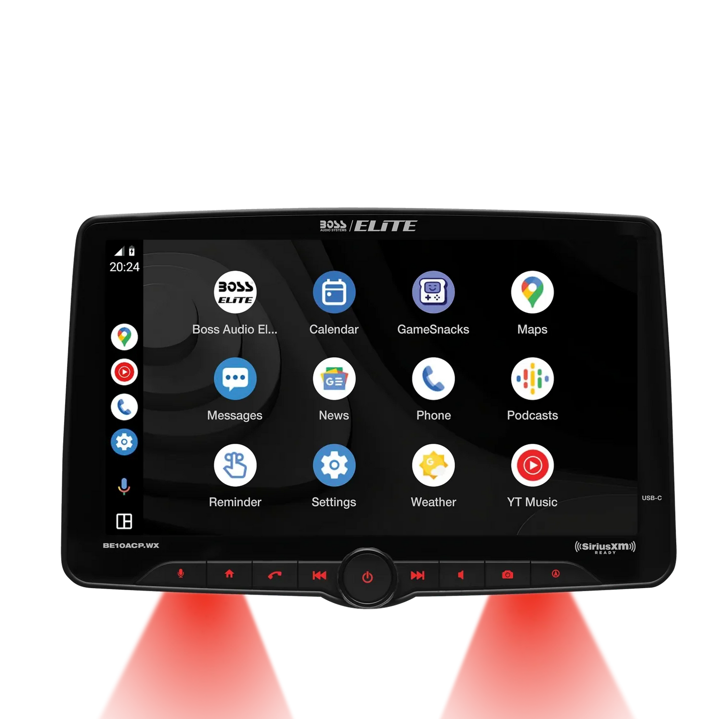 Elite BE10ACP.WX Single DIN Car Stereo - Wireless Apple CarPlay, Android Auto, Sirius XM-Ready, 10.1 Inch Touchscreen, Bluetooth, No DVD, AM/FM, Multicolor Panel
