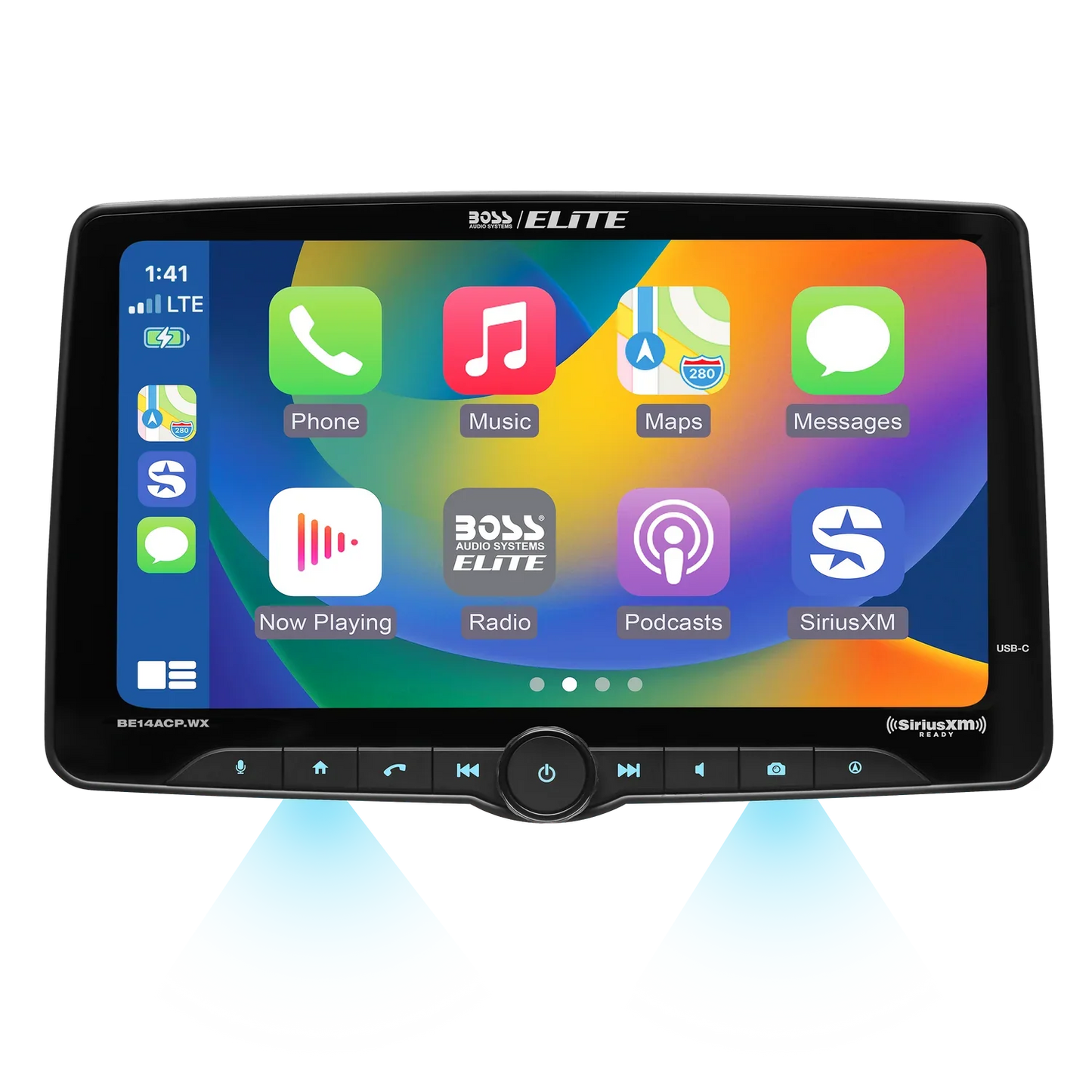 Elite BE14ACP.WXC Car Stereo - Wireless CarPlay & Android Auto, SiriusXM-Ready, Single Din 14 Inch Touchscreen, Bluetooth, No CD DVD Player, AM/FM, Multicolor Illumination, Rearview Camera Included