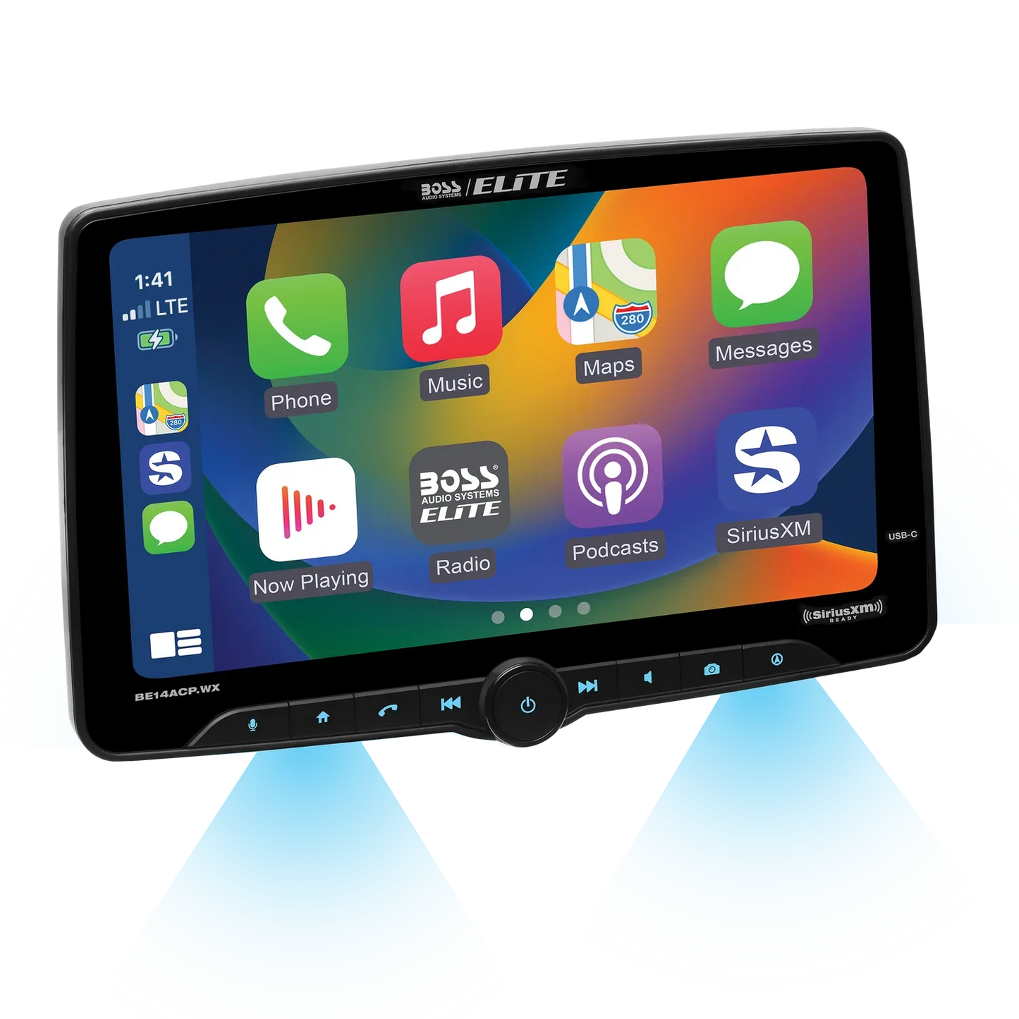 Elite BE14ACP.WXC Car Stereo - Wireless CarPlay & Android Auto, SiriusXM-Ready, Single Din 14 Inch Touchscreen, Bluetooth, No CD DVD Player, AM/FM, Multicolor Illumination, Rearview Camera Included