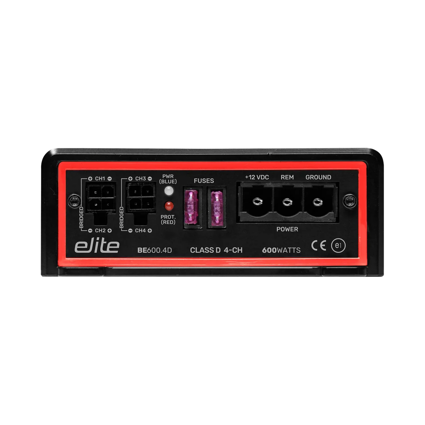 Elite BE600.4D 600W RMS 4 Channel Class D Full Range Amplifier with LED Illuminated End Panels