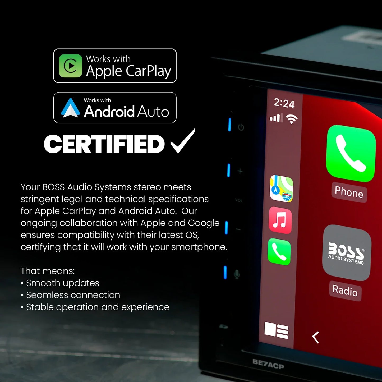 Elite BE9ACP.X Car Stereo - Apple CarPlay, Android Auto, Sirius XM-Ready, Single Din, 9 Inch Touchscreen, Bluetooth, No CD DVD Player, AM/FM, Multicolor Panel