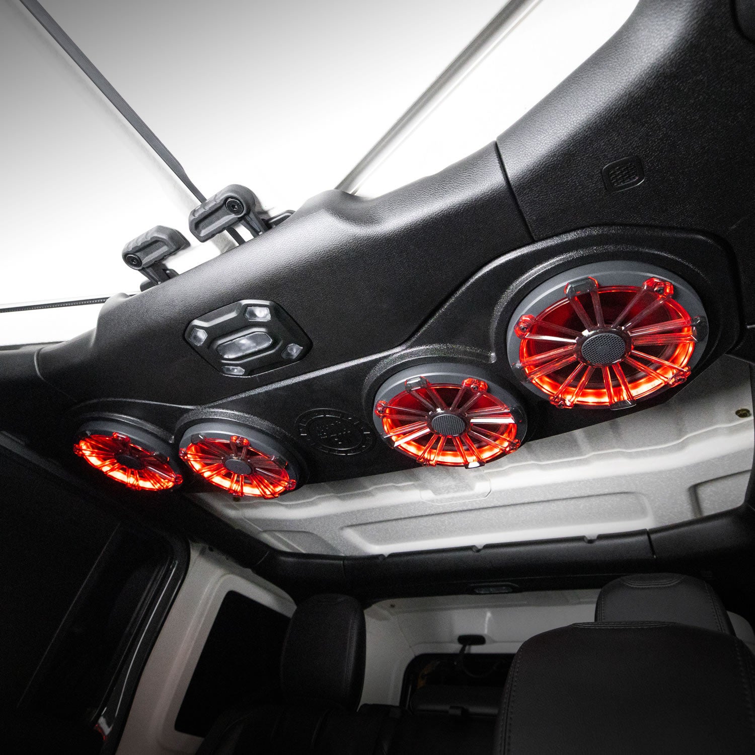 MBQJ-48CRGB Jeep® Wrangler (JL) / Gladiator (JT) Tuned Rear Soundbar with 8 Inch Coaxial Speakers, Enclosure - installed