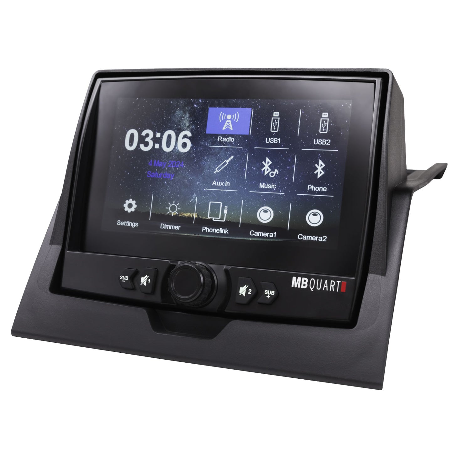 MB Quart - MBQRG4-S14R 1000 Watt 14 Speaker Polaris RANGER Audio Roof with 7 Inch LED Source Unit and 45 Inch Light Bar