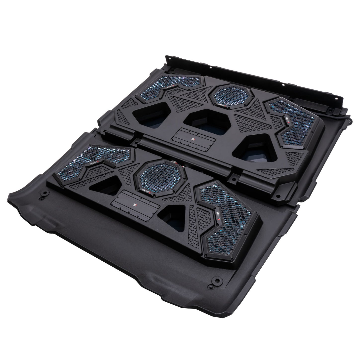 MB Quart - MBQRG4-S14R 1000 Watt 14 Speaker Polaris RANGER Audio Roof with 7 Inch LED Source Unit and 45 Inch Light Bar