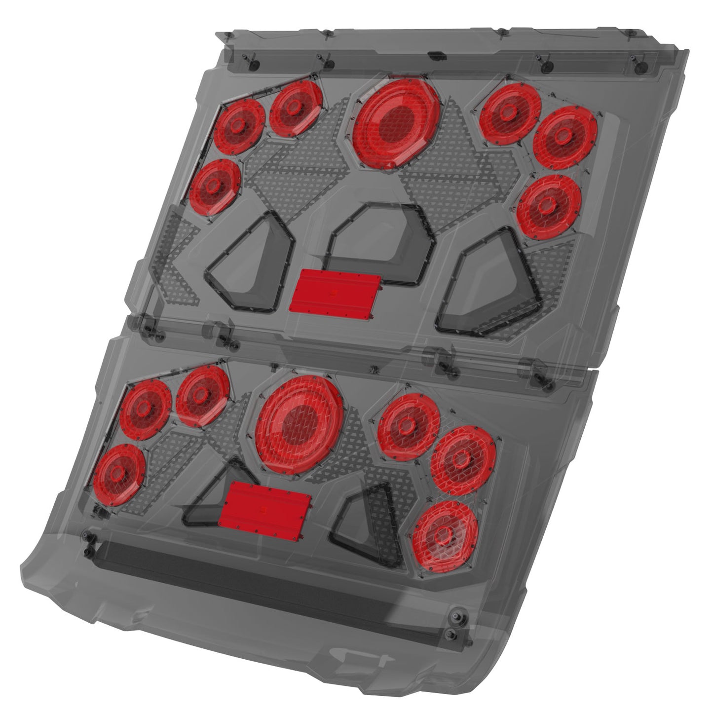 MB Quart - MBQRG4-S14R 1000 Watt 14 Speaker Polaris RANGER Audio Roof with 7 Inch LED Source Unit and 45 Inch Light Bar