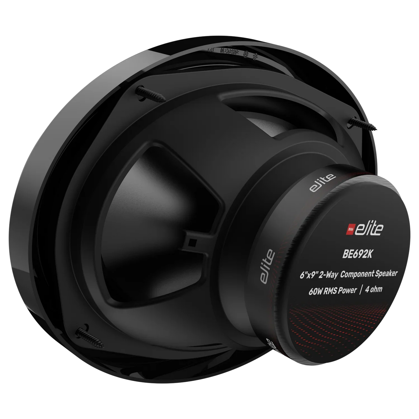 Elite BE692K 6x9" 2-Way Component Speaker System, Rubber Surround, Paper Cone, Stamped Steel Basket, Compact External Crossover, 1.4" (36 mm) Tweeter, Power Handling: 60W