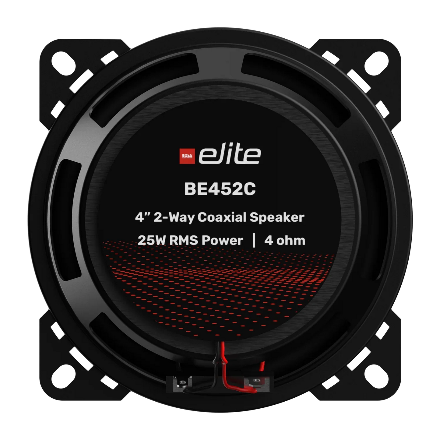 Elite BE452C 4.5" 2- Way Coaxial System, Rubber Surround, Paper Cone, Stamped Steel Basket, 1.1" (28 mm) Tweeter, Power Handling: 25W RMS