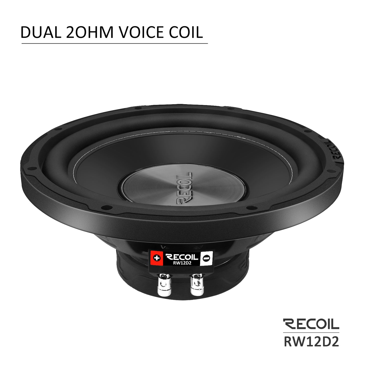 Recoil RW12D2 Echo 12" Car Subwoofer – 600W Peak, 300W RMS Dual 2 Ohm - Recoil subwoofer - side view