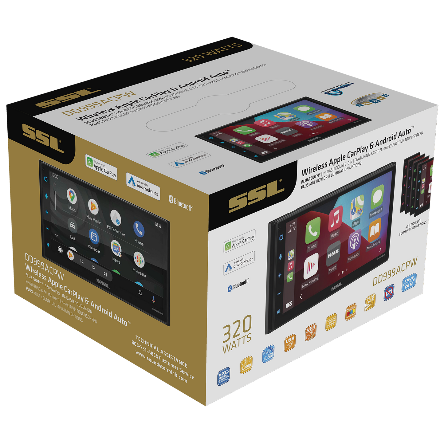 SSL DD999ACPW Double-DIN, Wireless/Wired Apple CarPlay & Android Auto - box